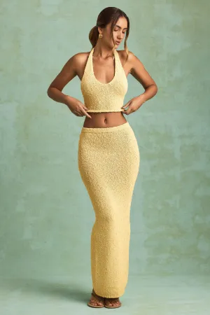 Maternity Friendly Boucl?? Mid-Rise Maxi Skirt in Yellow