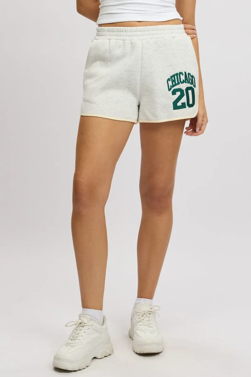 Grey Track Shorts High Rise Elastic Waist dance clothing