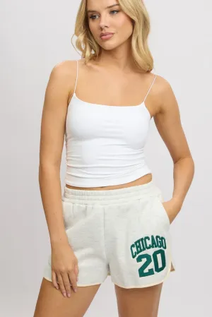 Machine-washable Silk Touch Grey Track Shorts High Rise Elastic Waist