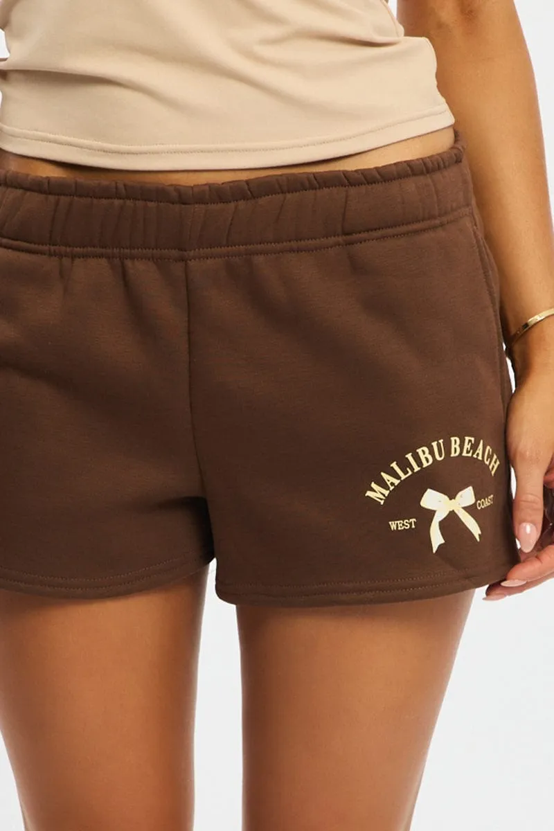 Brown Track Short Elasticated Waist Street Layers