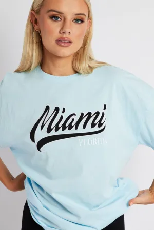 Versatile Layer Casual Layer Look Blue Embroidery Baby Tee Slogan Crop T-shirt