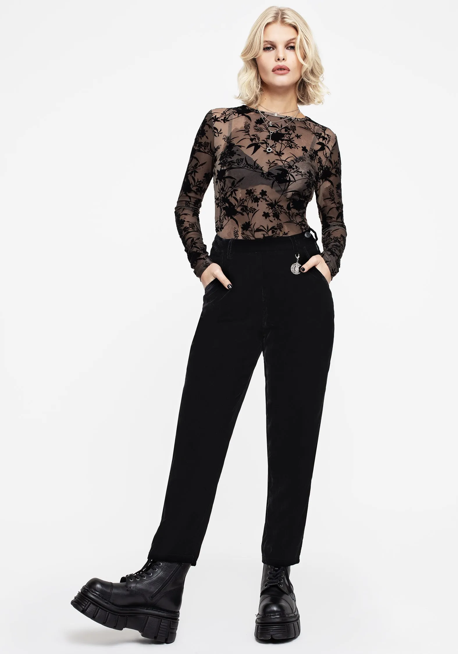 Shadow Velour Tapered Trousers Sporty Appeal Twill Weave Texture