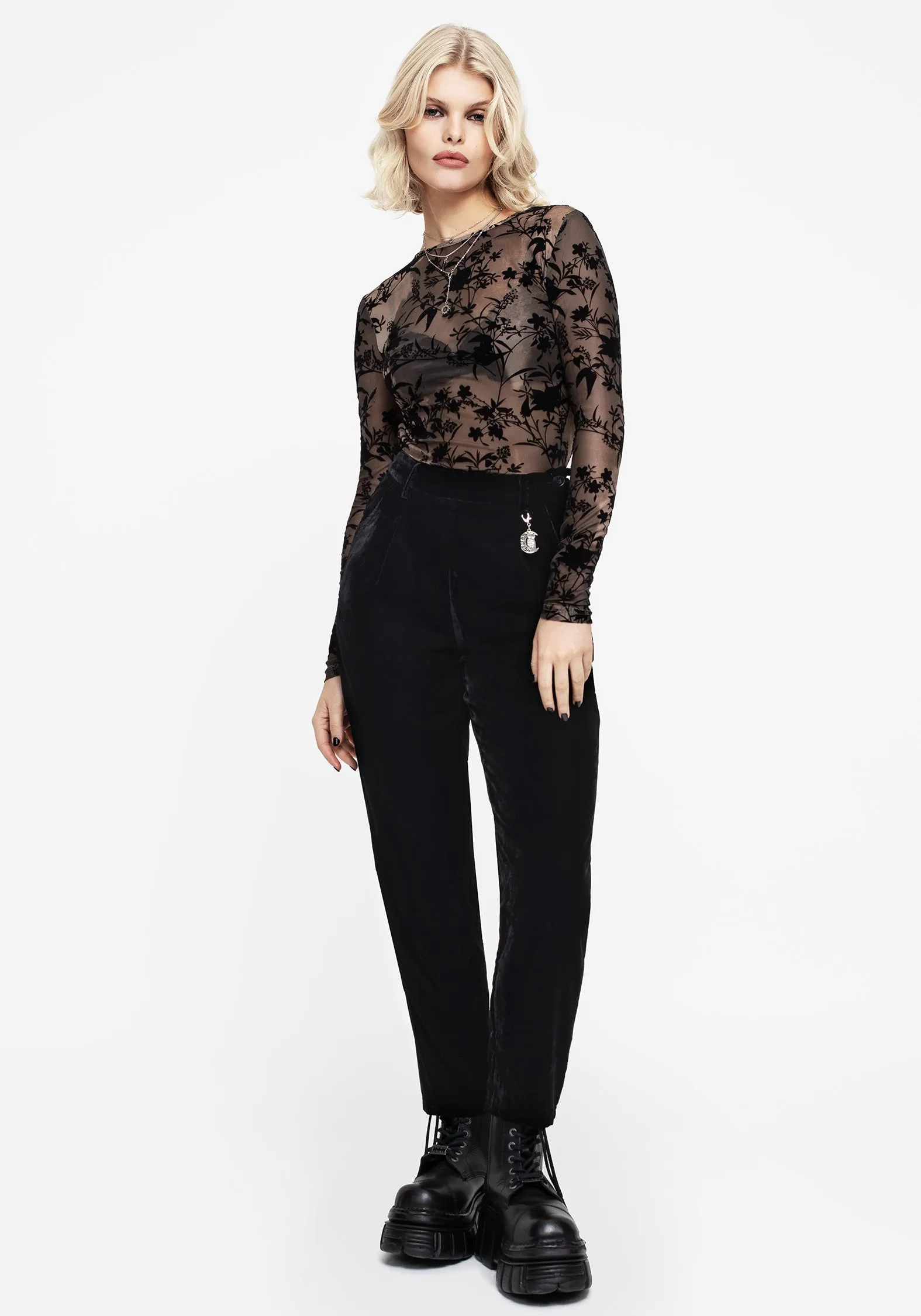 Convertible legs Shadow Velour Tapered Trousers