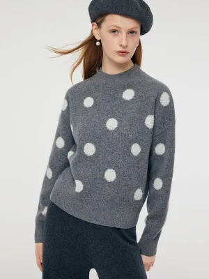 Comfy Fit Wool Blend Polka Dots Women Sweater