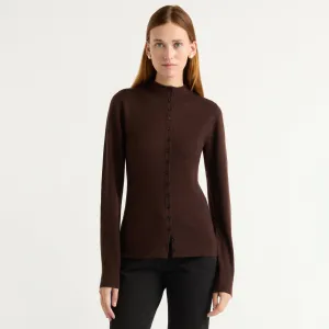 Casual Layer Charlene Wool Button Mock-Neck Sweater