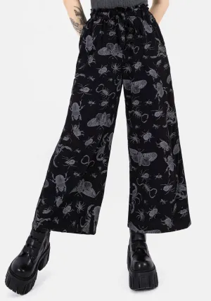 Parasite Bugs Wide Leg Paperbag Culotte Trousers - Black ElasticWaist Fashionable Fit