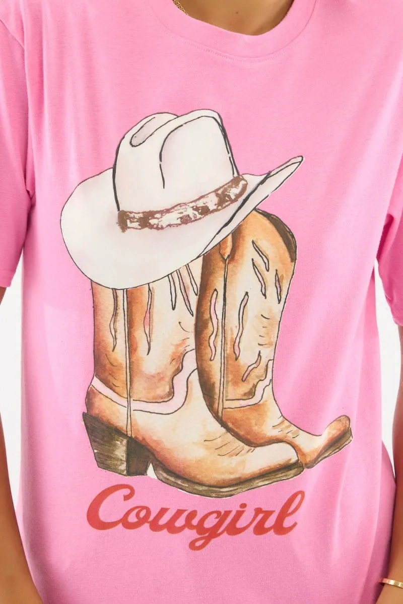 City Look Pink Graphic Tee Short Sleeve