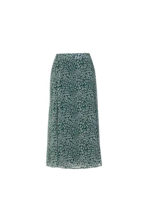 Printed Chiffon Skirt | Green White Spot | 7127AR Detachable Detail