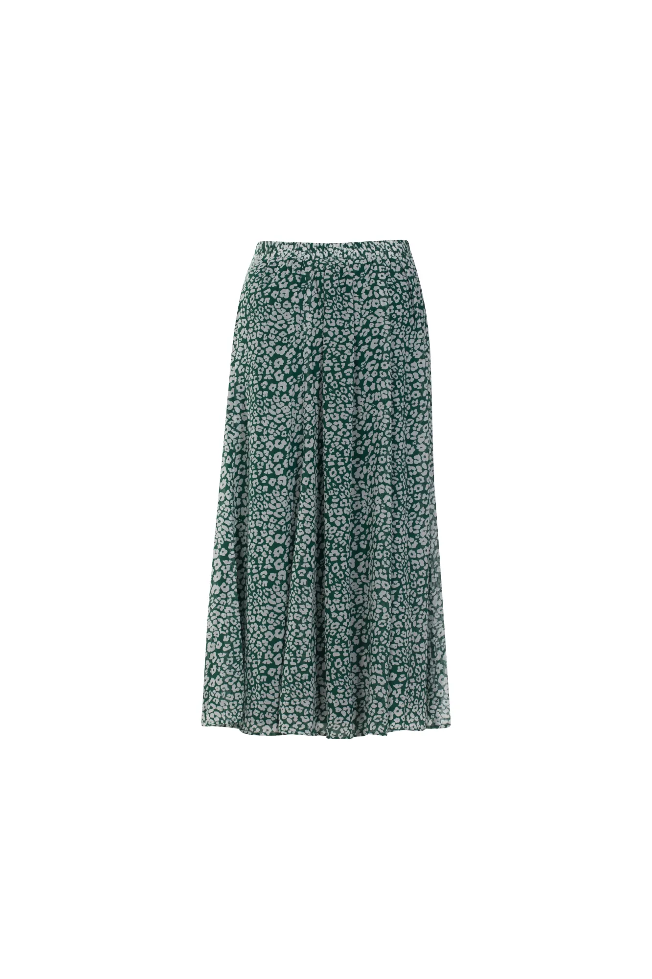 Printed Chiffon Skirt | Green White Spot | 7127AR Minimalist Chic City Wear