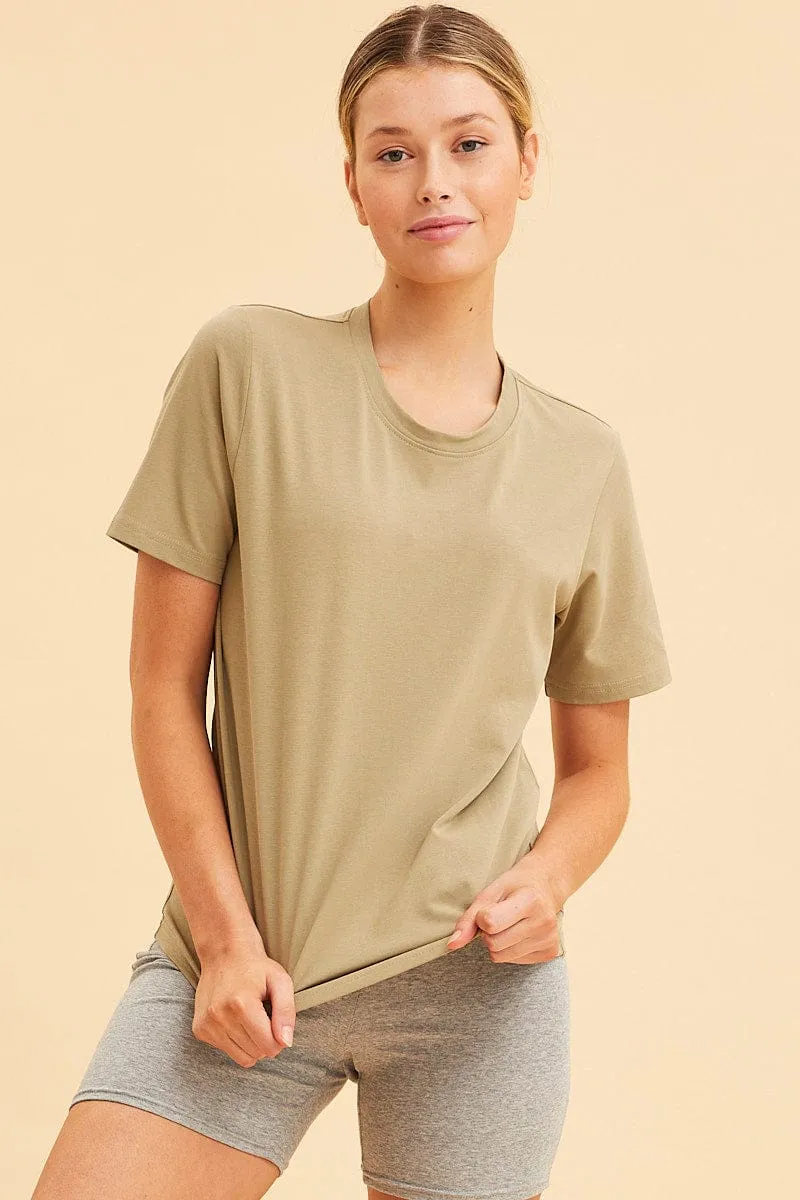 Green Relaxed T-Shirt Heavy Cotton Crew Neck Denim Cool