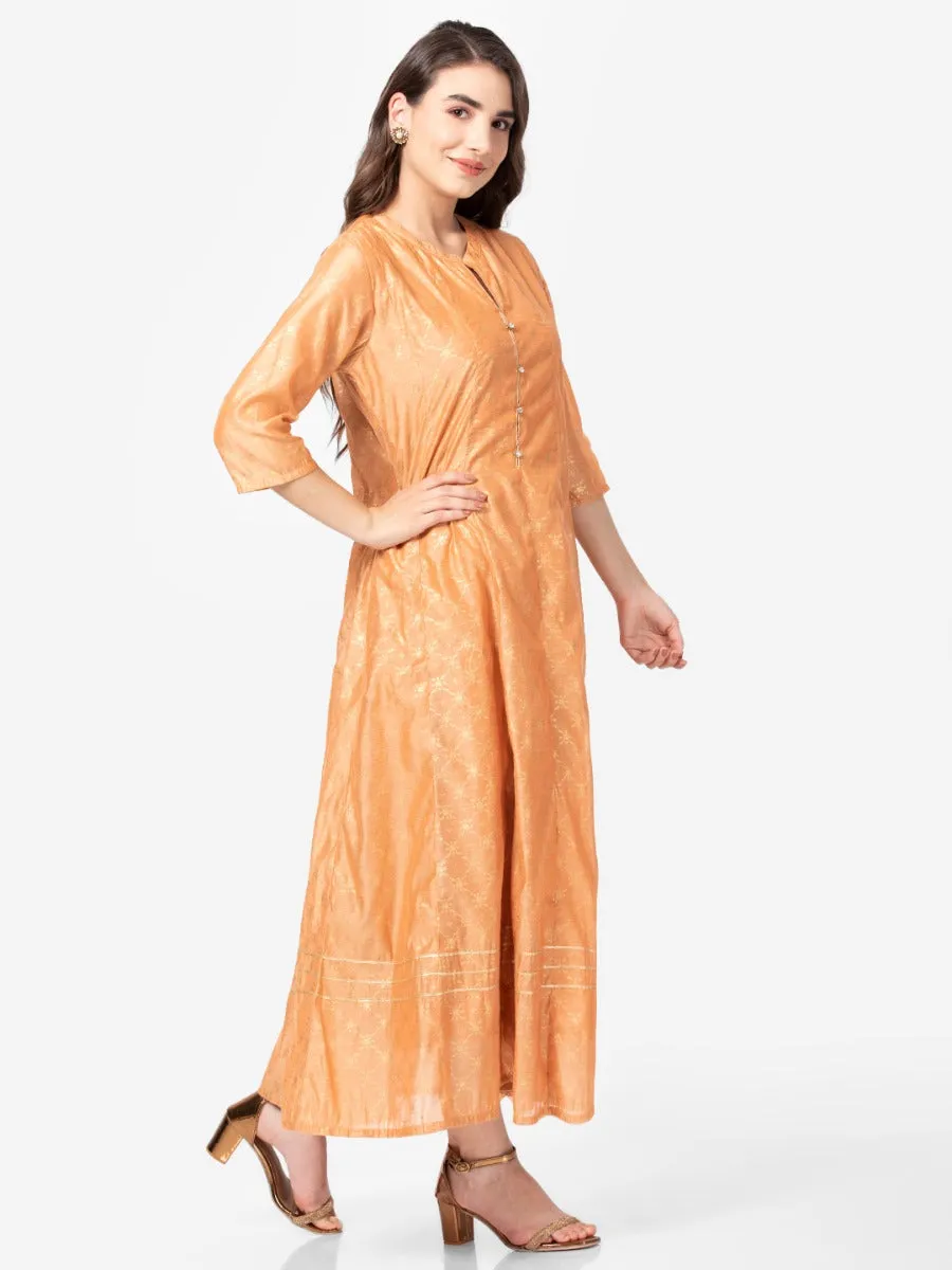 Rust Ornamental Printed Dress Weather Protection All weather