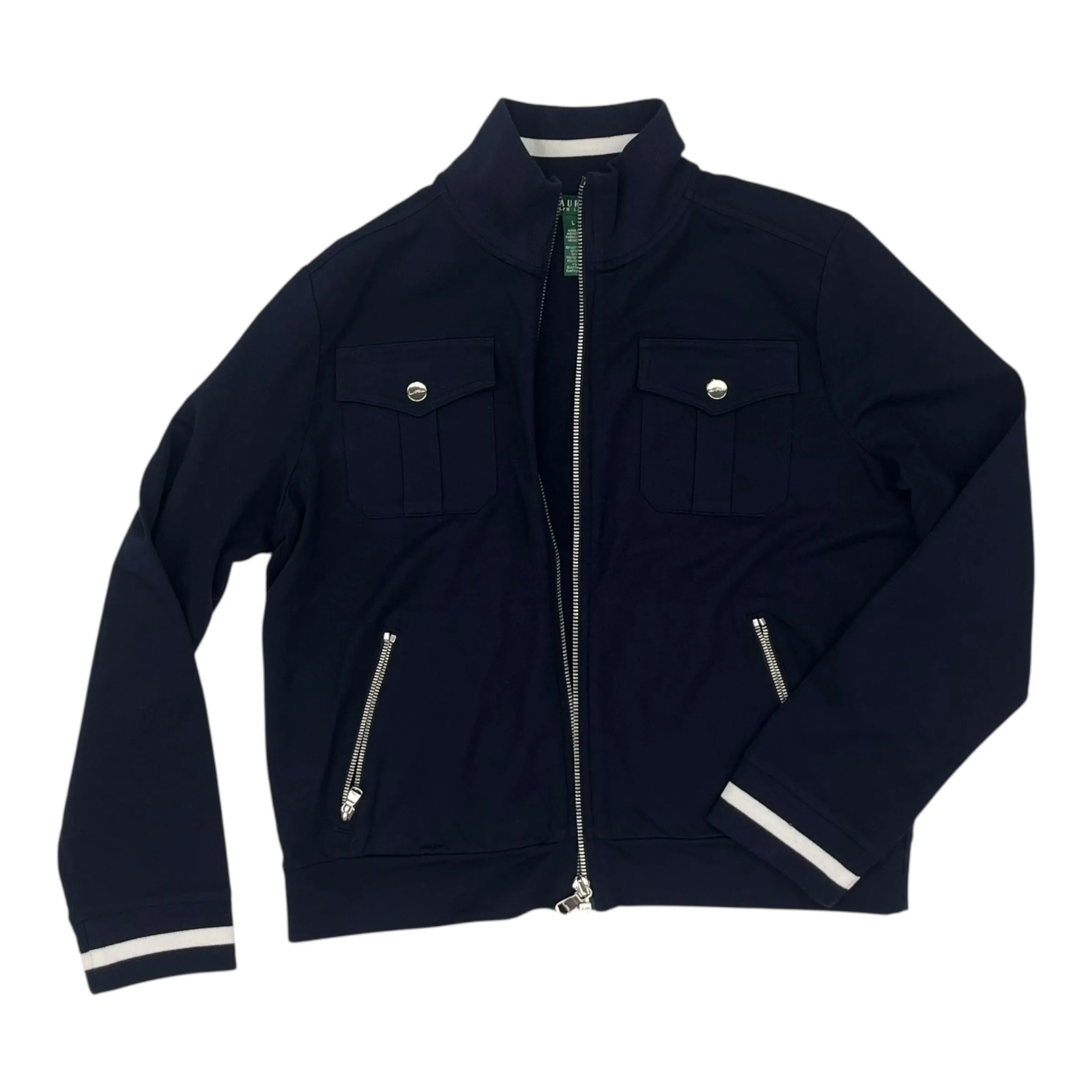 Cool Glow Sweatshirt Collar By Lauren By Ralph Lauren In Navy, Size:L