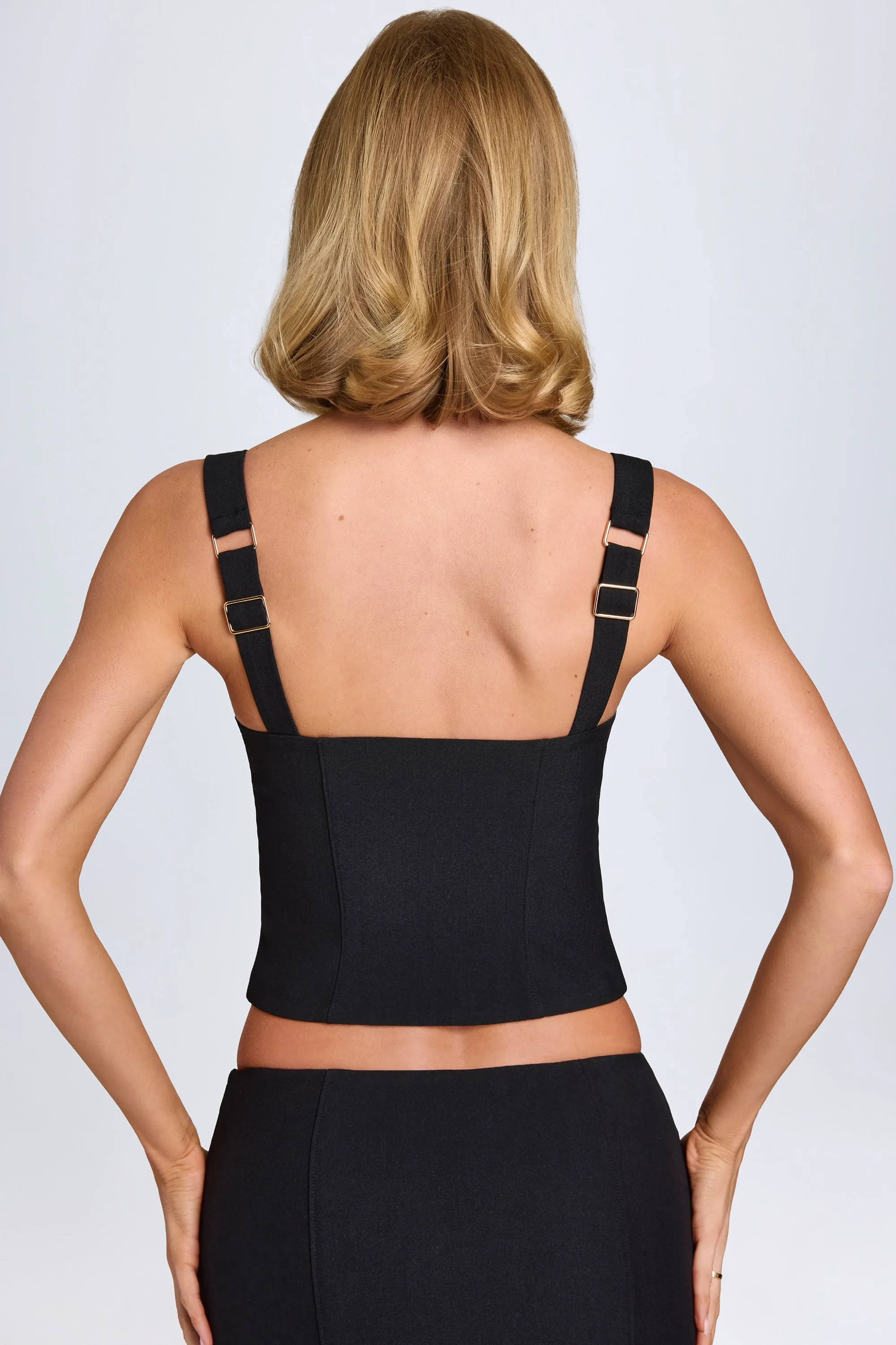 Hook-And-Eye Corset Top in Black Focus Fit