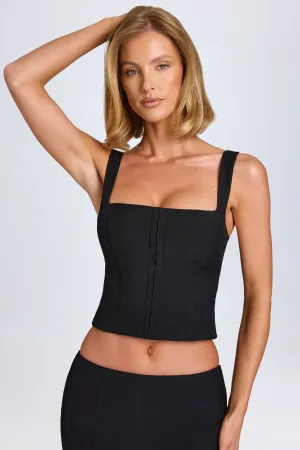 Hook-And-Eye Corset Top in Black Natural Fiber Blend