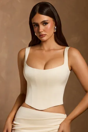 Lace-Up Corset Top in Ivory MeshVentilation