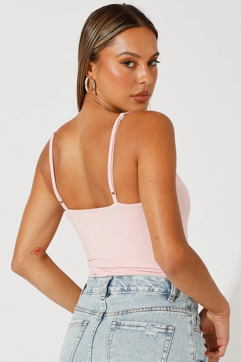Elegant Layer Outdoor Footwear Pink Singlet Bodysuit