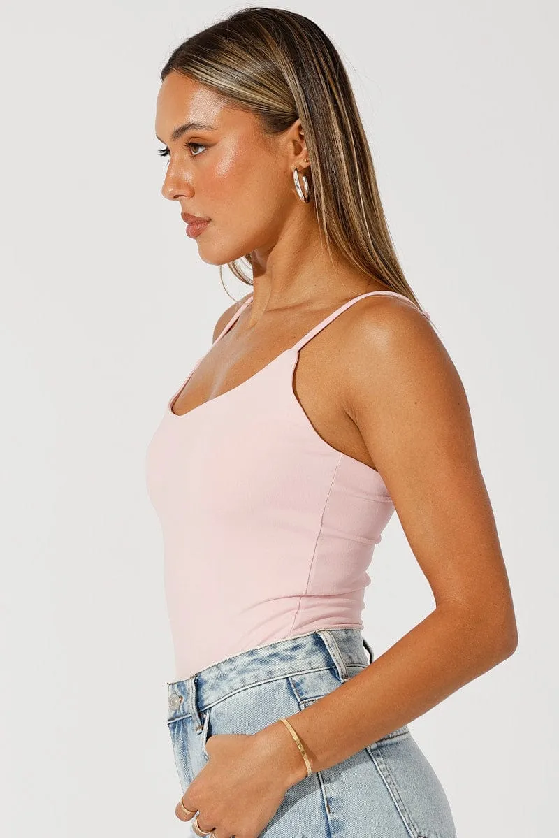 LightweightWeave Pink Singlet Bodysuit