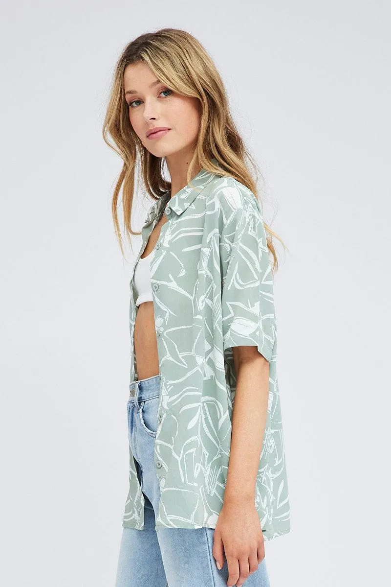 Flight Fit Green Abstract Shirt Short Sleeve