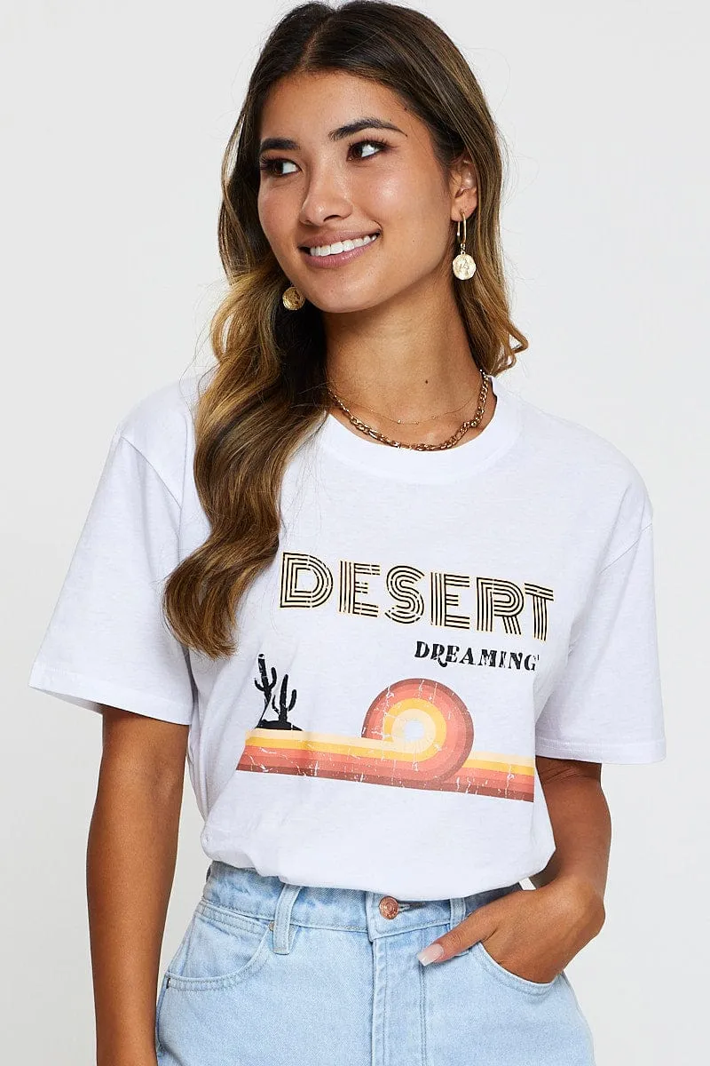 Hero Tale Fashion Layers White Graphic T-Shirt Short Sleeve