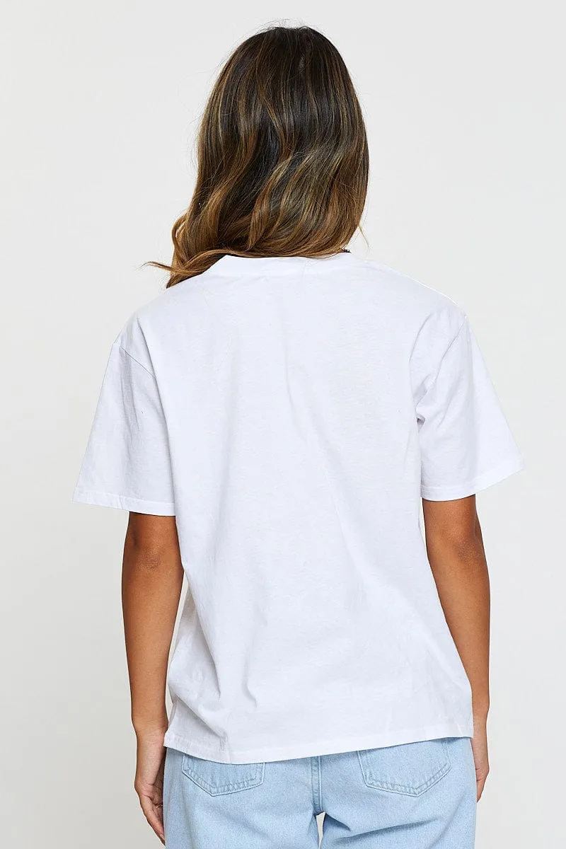 Winter Style Practical Style White Graphic T-Shirt Short Sleeve