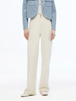 Denim High Waisted Women Loose Fit Straight Jeans Smart Utility