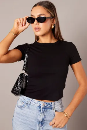 Black T Shirt Short Sleeve Crew Neck Cozy Pajama Pants