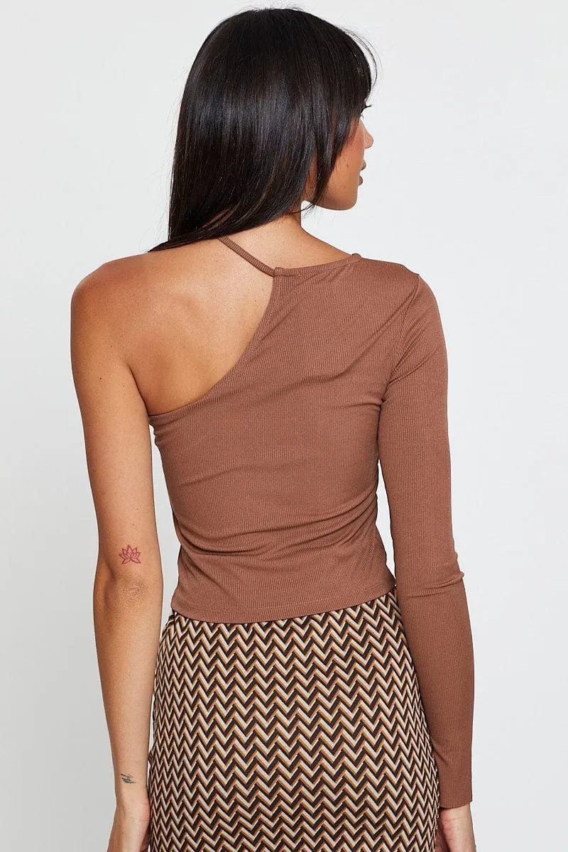 Brown Asymmetric Top One Shoulder OdorControl Treatment