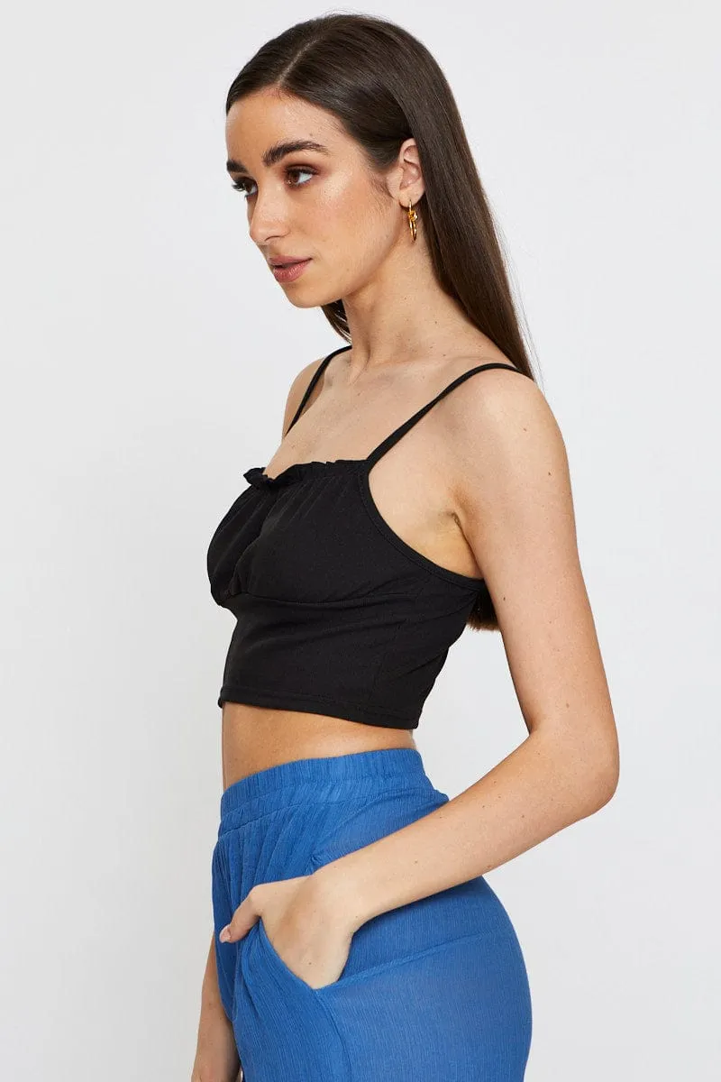 Stage Feel WrinkleFreeTexture Black Crop Top