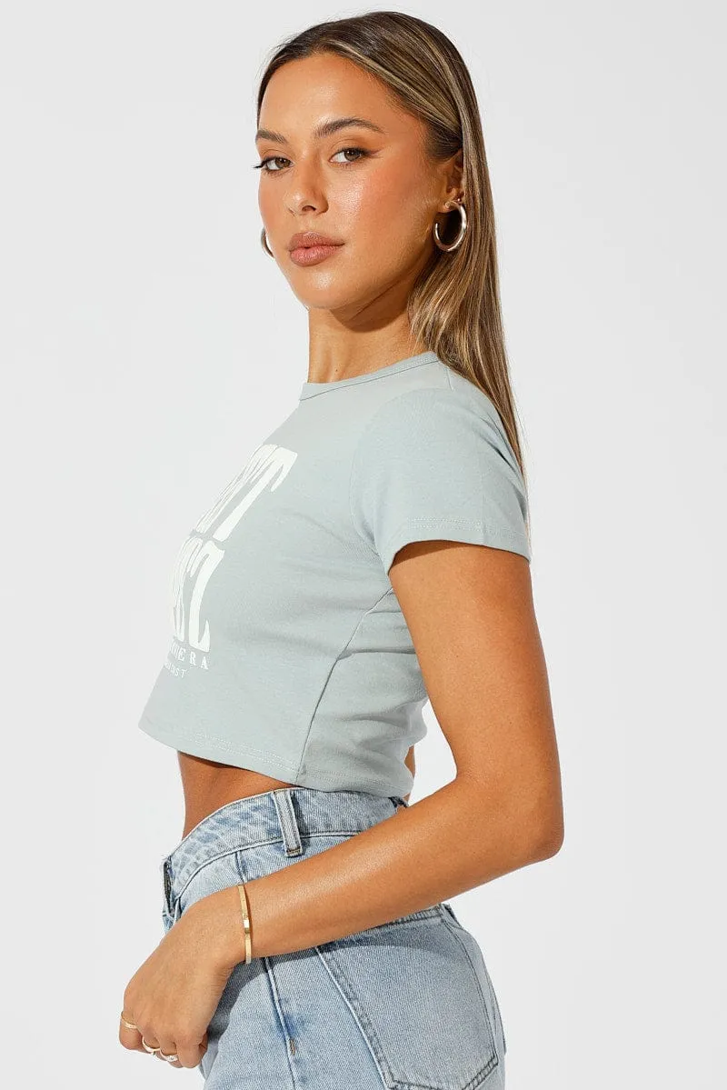 Green Graphic Tee Short Sleeve Reinforced Neckline Washable fabric