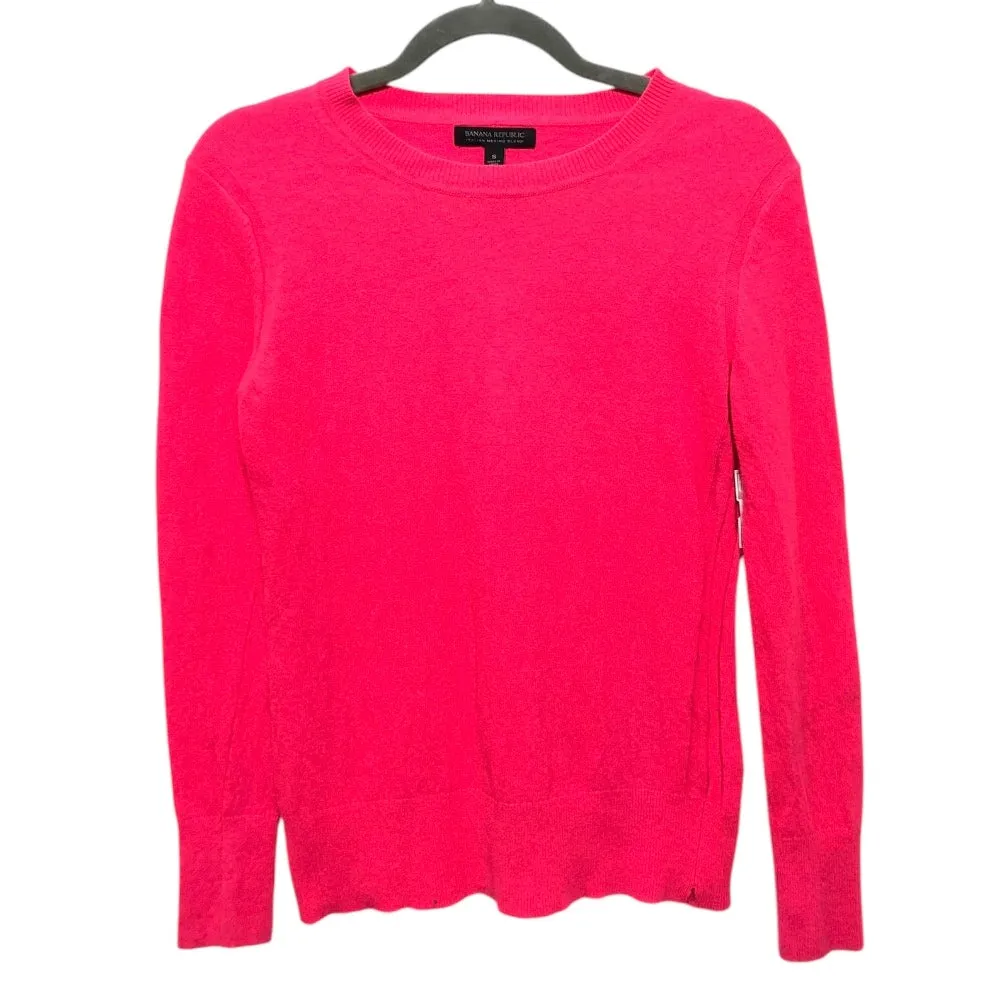 Flexible Material mesh ventilation Sweatshirt Crewneck By Banana Republic In Pink, Size:S