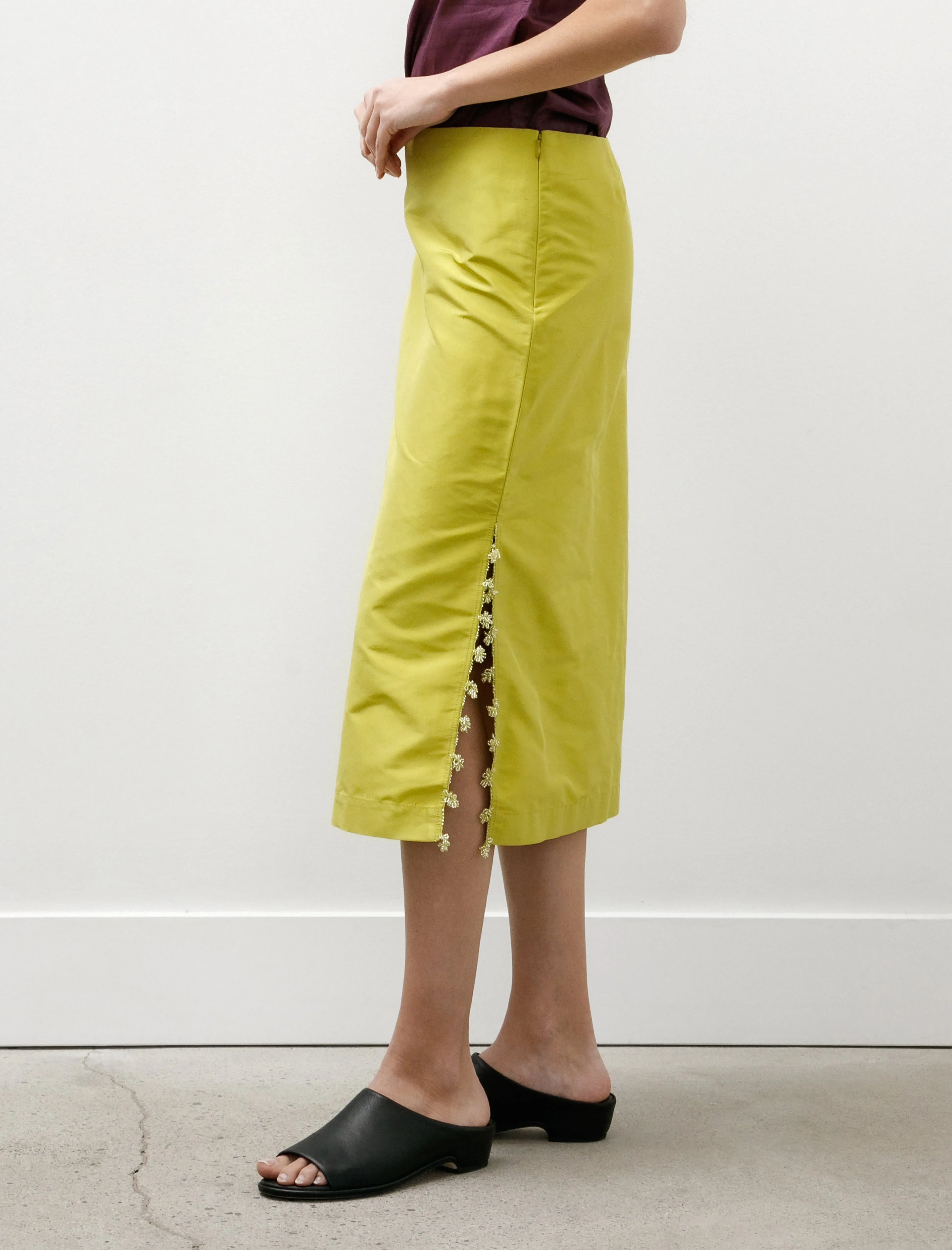 Style Moment Silk Skirt with Oya Glass Bead Pistachio