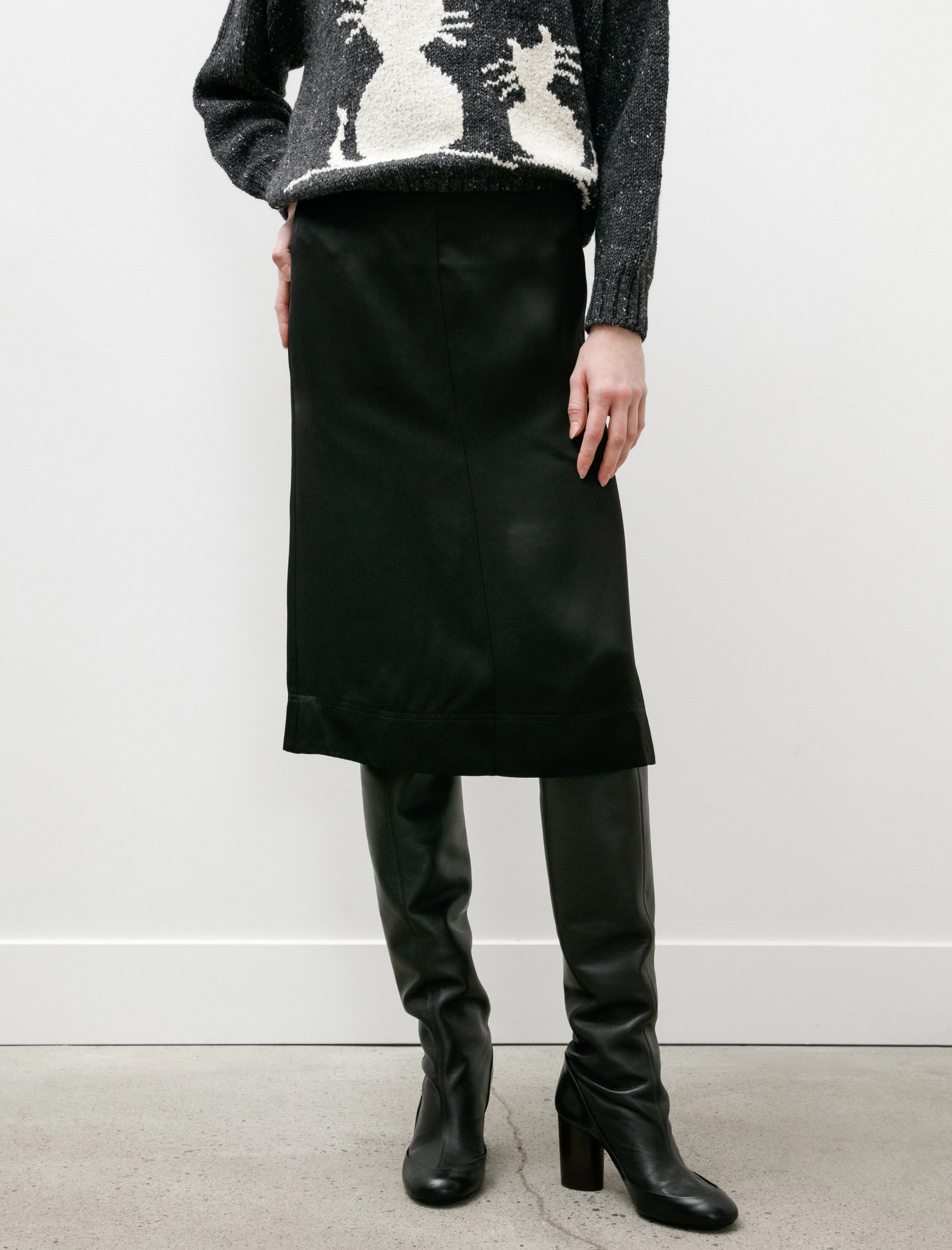 Paneled Satin Skirt Black Ultra Comfort Weekend Outfit