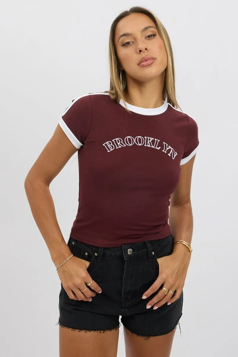 Red Graphic Tee Short Sleeve Eco friendly materials