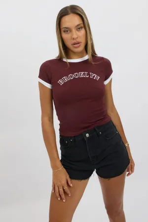 Red Graphic Tee Short Sleeve Fur combination Outdoor Smart