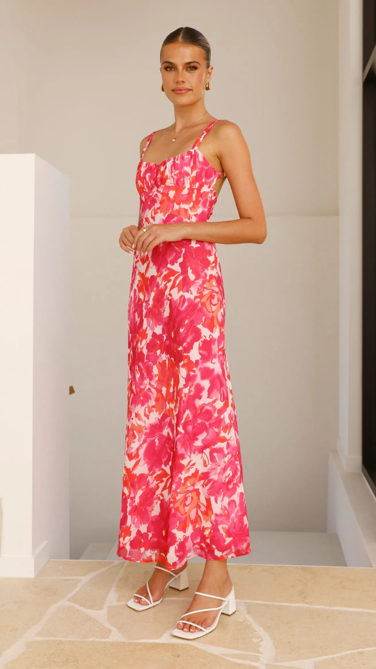 Fashion Must-Have Modern Style Margo Midi Dress - Pink/Red Floral