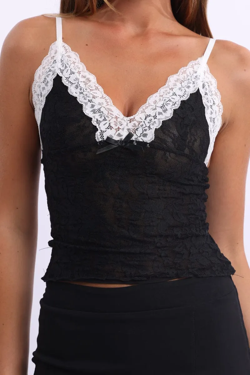 Black Singlet Top Lace MoistureWicking Fabric Shoot Mood