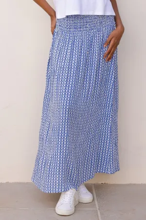 Brady Skirt | Santorini Border Blue/White Comfortable Feel