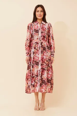 Stretchable Fabric AGATHA FLORAL SHIRT DRESS Comfortable Pants