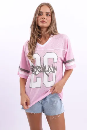 Pink Sport Tee Short Sleeve Basic Wardrobe Piece Sleep