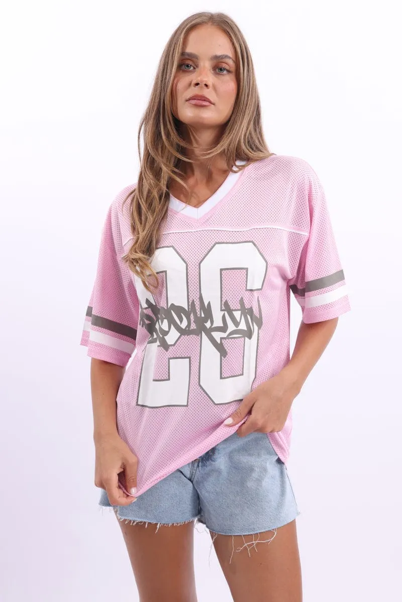 Pink Sport Tee Short Sleeve Icon Glow MultiPanelDesign