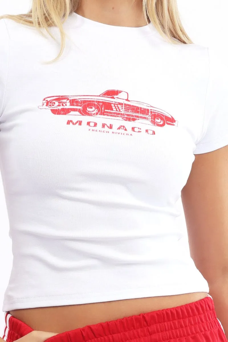 Cozy Wardrobe White Graphic Tee Short Sleeve
