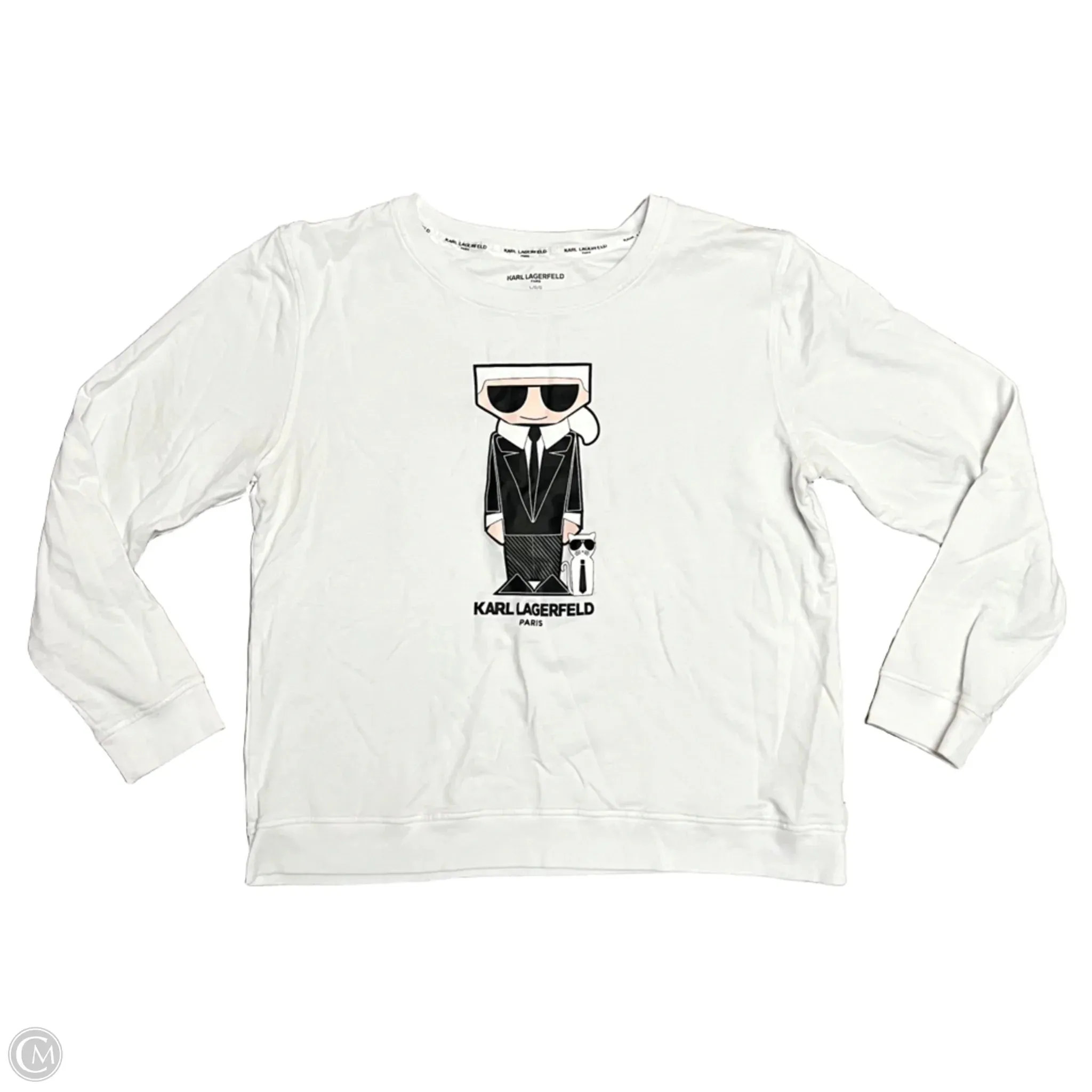 MoistureWickingTechnology American Ease Sweatshirt Designer By Karl Lagerfeld In White, Size: L