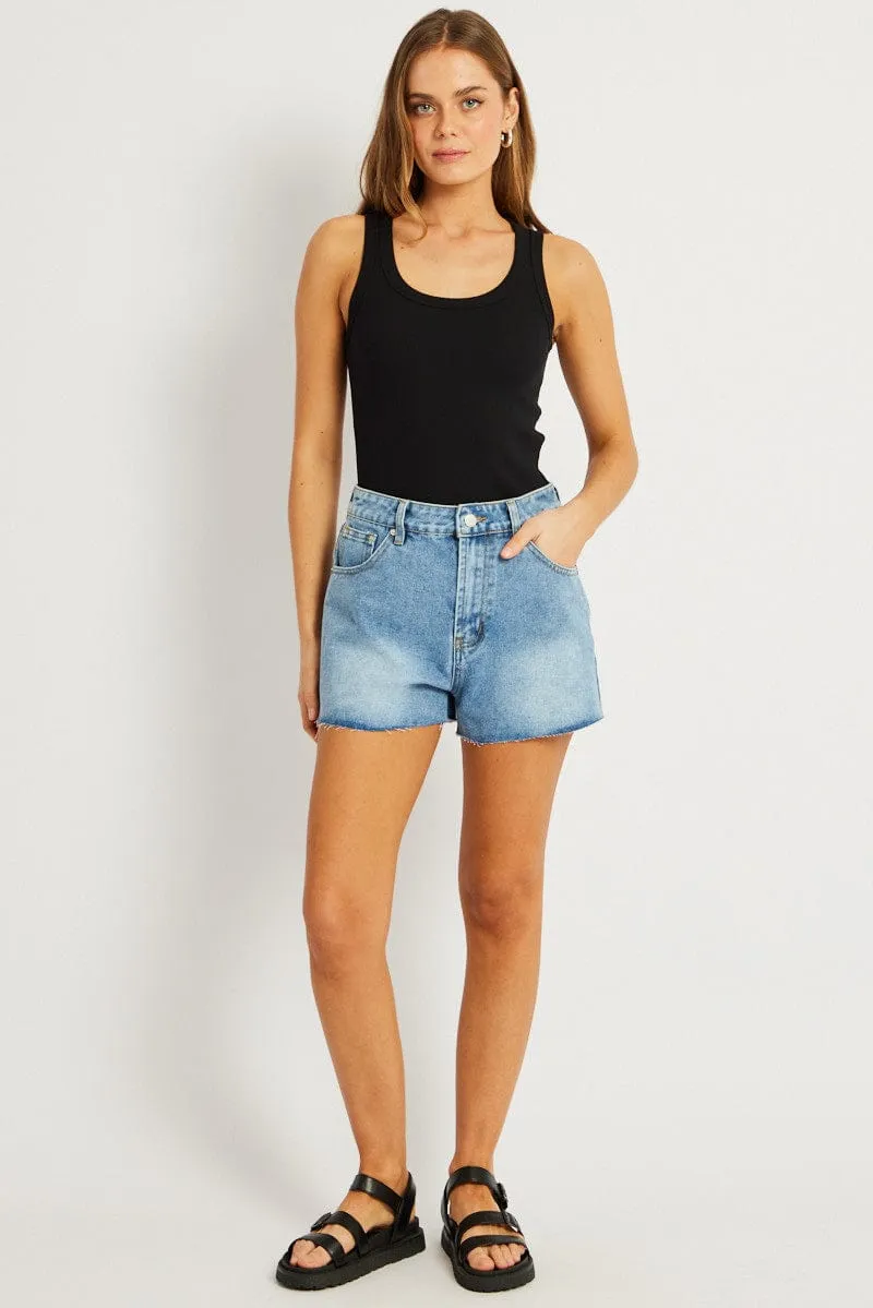ElasticFree Cuffs Black Singlet Top Contrast Stitch