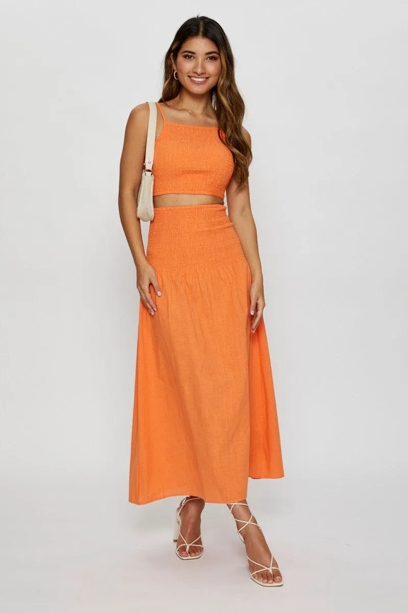Orange Singlet Top Sleeveless Crop Square Neck Effortless Design