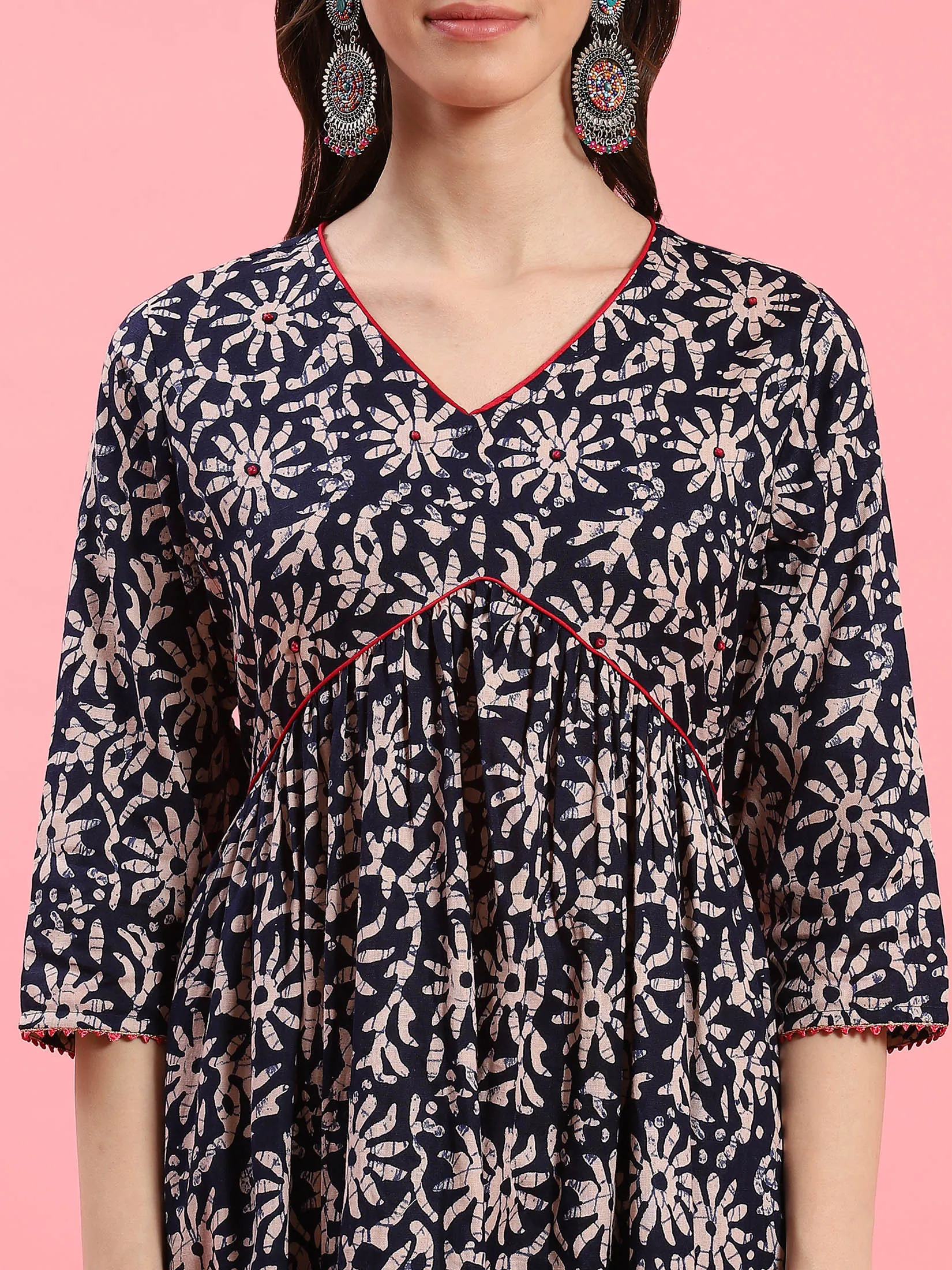 Women Navy Blue Fit And Flare Dress Street Wear