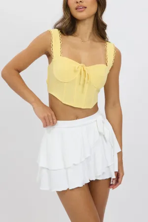 Soft Lines White Mini Skort Skirt Mid Rise Ruffle Layered Lined Supersoft