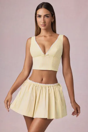 Easy Layers Performance Fashion Ruched Drawstring Mini Skirt in Lemon Yellow Stripe