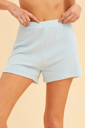 Blue Lounge Shorts Waffle Texture Pull On Socks