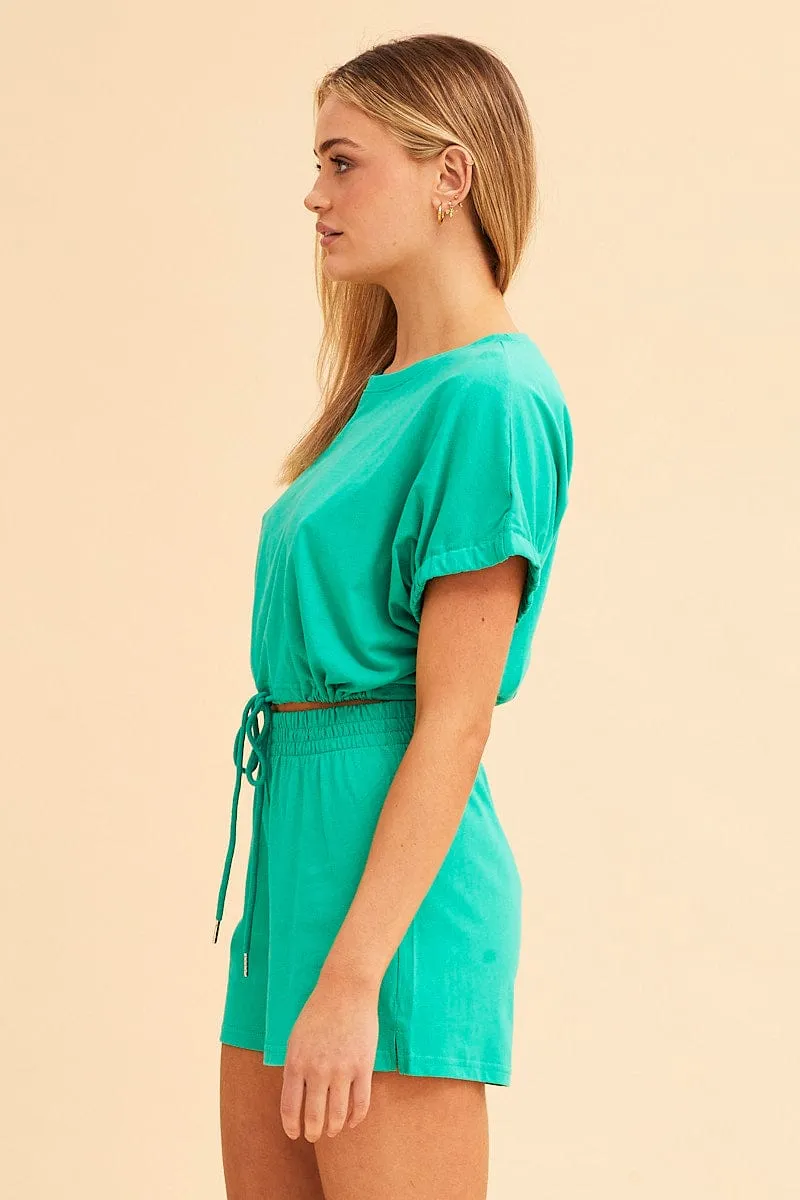 Green Jamie Pull On Lounge Short music event look Reflective Safety Detailing
