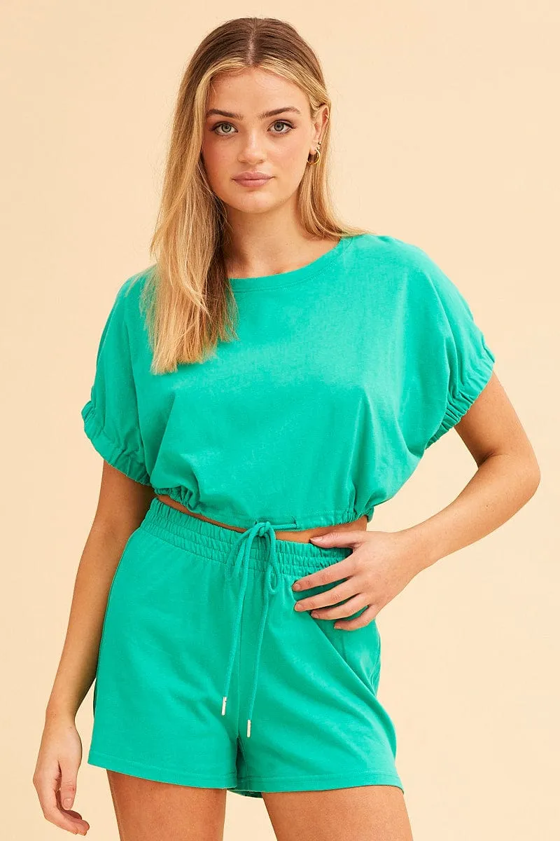 Ultra Breathable Green Jamie Pull On Lounge Short